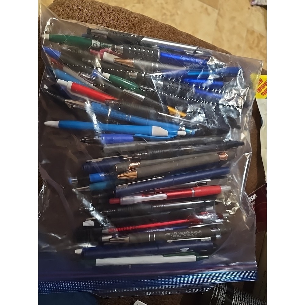 Lot of 59 Random Pens All Tested & Work Advertising-Gel-Ball Point- Blue-Black